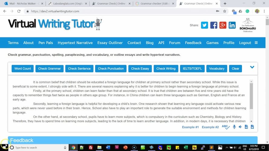 Virtual Writing Tutor là một web kiểm tra ngữ pháp tiếng anh miễn phí (ảnh :internet). 